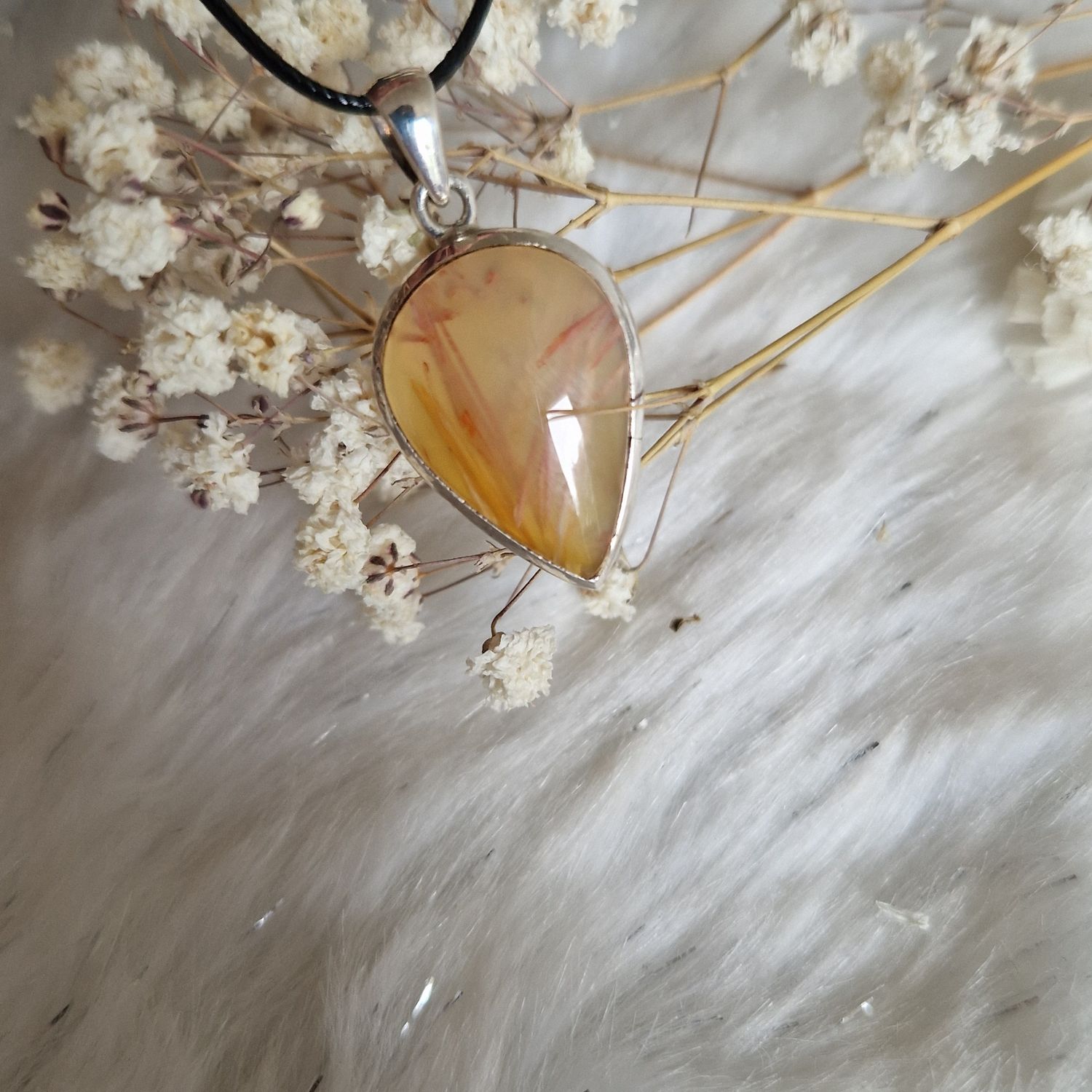 Rare Agate feuille de bambou à porter Rare Agate feuille de bambou à porter