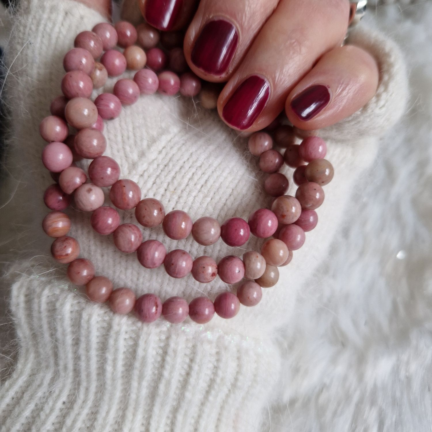 Bracelet guérison émotionnelle Rhodonite 6mm. 