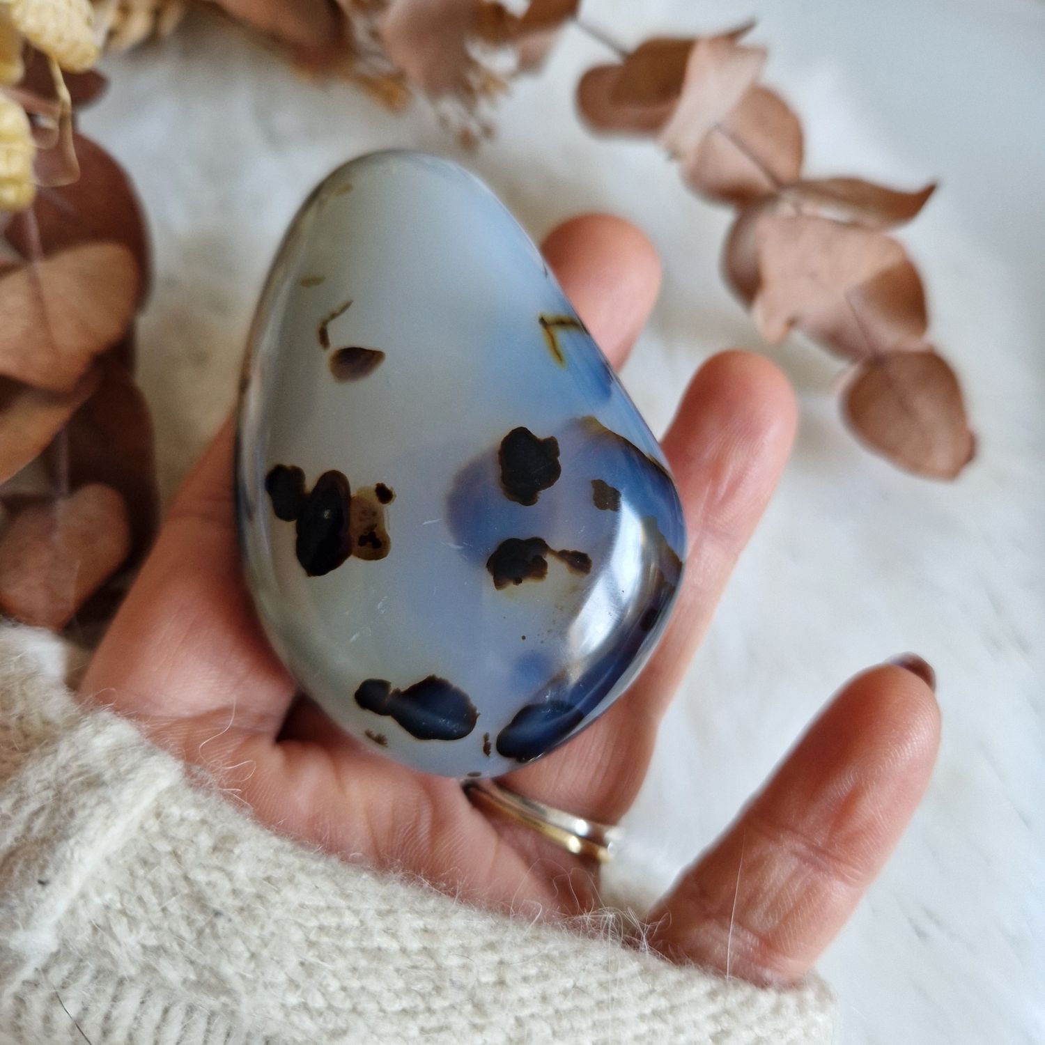 Galet poli agate dendritique. Merlinite Galet poli agate dendritique. Merlinite