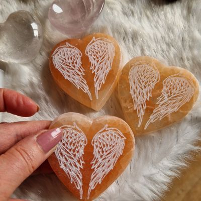 Cœur ailes d'anges Sélénite pêche