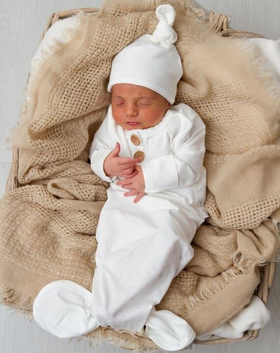 Knot Gown Suit & Beanie, Select One: White