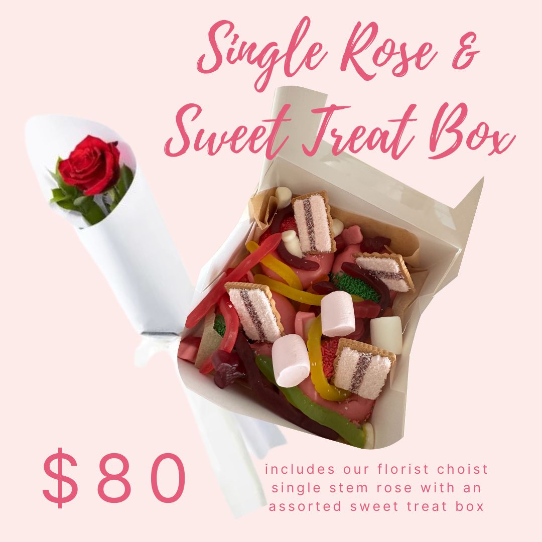 Single Rose & Sweet Treat Box