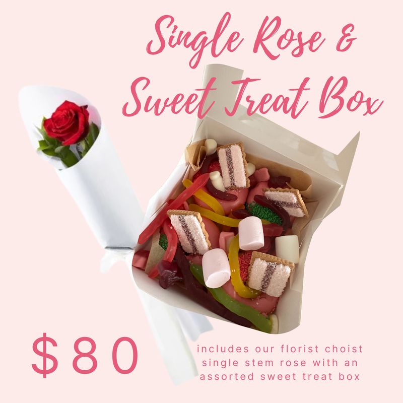 Single Rose & Sweet Treat Box