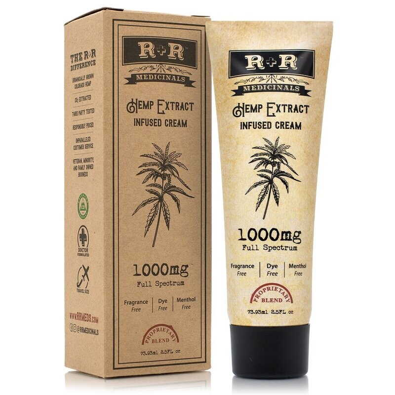 R+R CBD Cream, Extra Strength Full Spectrum 2.5 Fl Oz