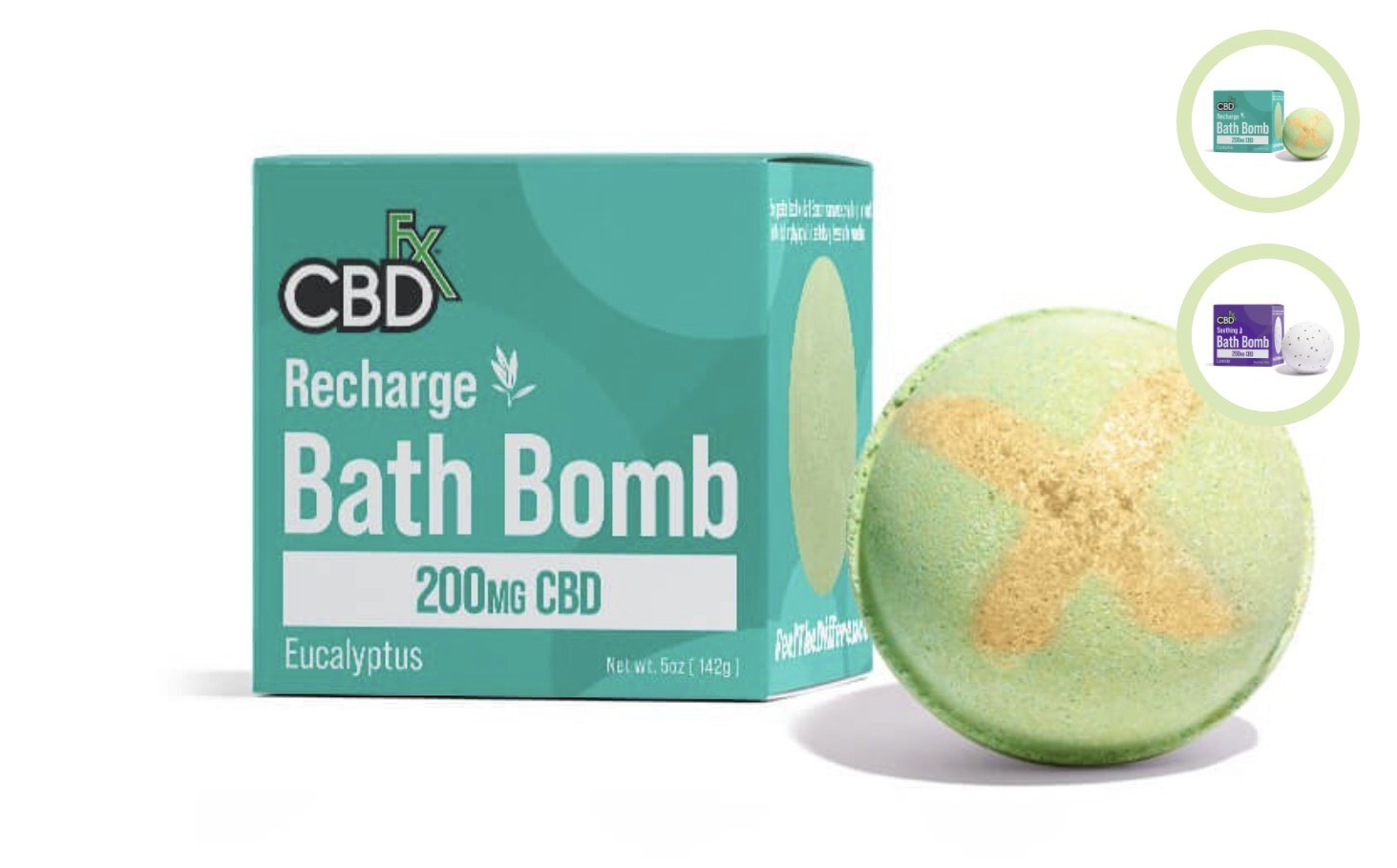 CBDFX Recharge CBD Bath Bomb 200mgs