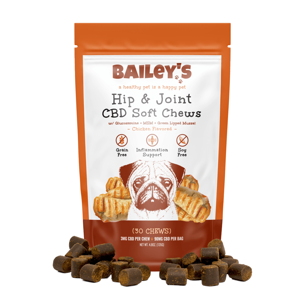 Bailey's Chicken Flavored Hip & Joint Extra Strength CBD Soft Chews Small Breeds, 30 Count Bag w/ 6 MG CBD Per Chew