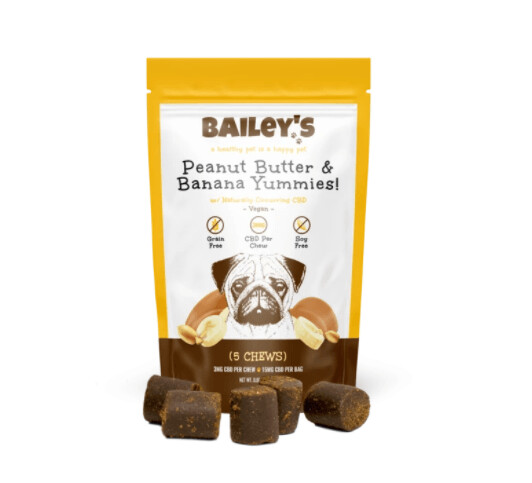 Bailey's Peanut Butter & Banana Yummies! 5 Count On-The-Go Pack w/ 3MG CBD Per Chew