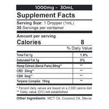 CBDFX  CBD + CBN Calming Tincture 1000mg - 500mg