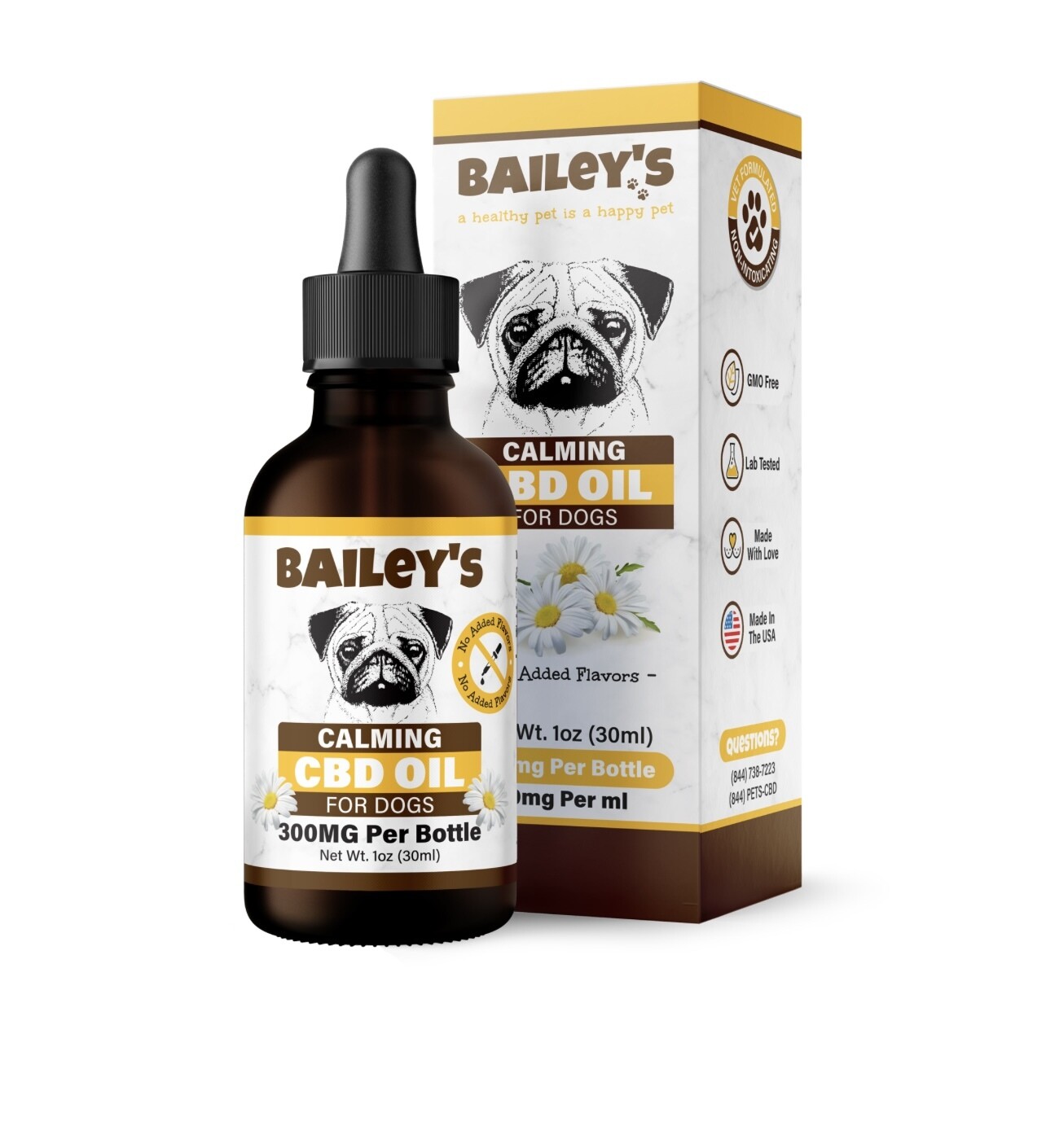 Bailey's Full Spectrum Calming Hemp Oil For Dogs w/ 300MG Naturally Occurring CBD