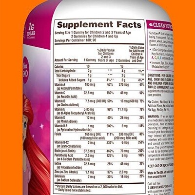 Sundown Kids Disney Princess Complete Multivitamin, 180 Count