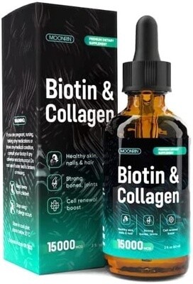 Biotin and Collagen Liquid Drops 15000mcg Rapid Absorption – 2 Fl Oz