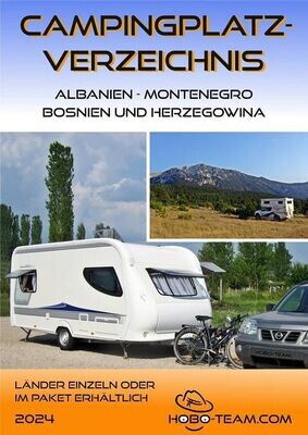 (XCAMP01AMB) Albanien | Montenegro | Bosnien & Herzegowina Campingverzeichnis-Bundle 3 Länder 2024 | Googel Maps Karte