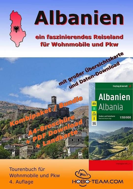 (AL06) - Albanien Tourenbuch für Wohnmobile und Pkw 2025 - Kombipaket - DIN-A4 Broschüre + digital/PDF-Download-Version mit Landkarte Print 2025