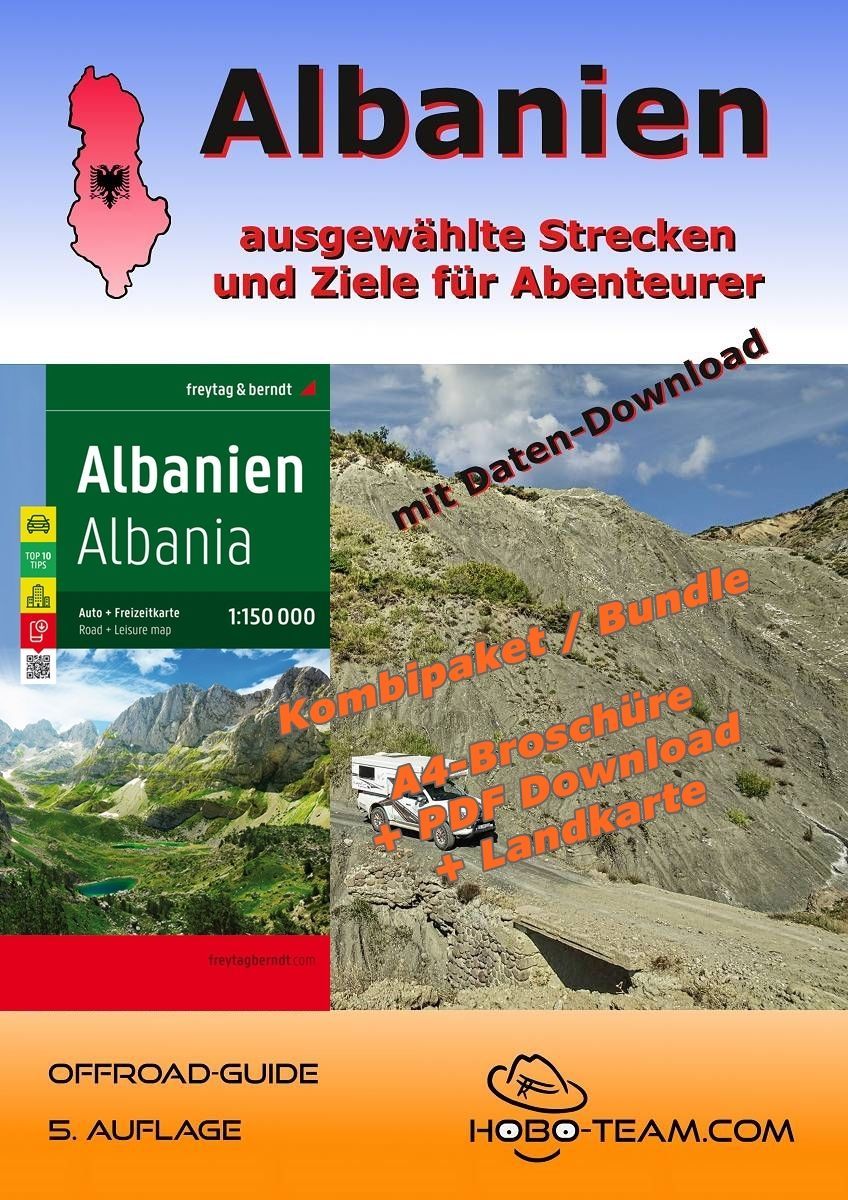 (AL16) - Albanien Offroad-Guide - Kombipaket - DIN-A4 Broschüre + digital/PDF-Download-Version mit Landkarte Print 2025