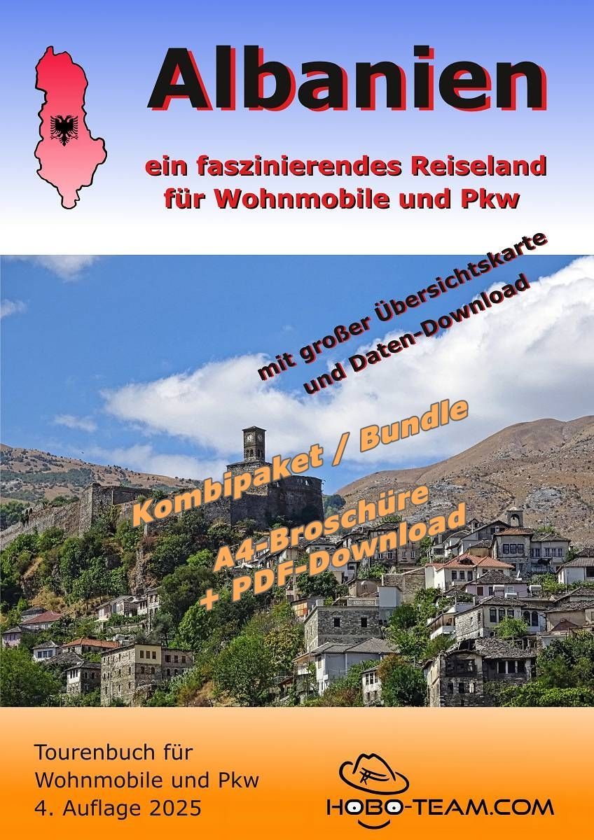 (AL05) - Albanien Tourenbuch für Wohnmobile und Pkw 2025 - Kombipaket - DIN-A4 Broschüre + digital/PDF-Download-Version