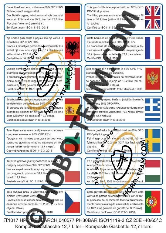 (HT01) Gasflasche Füllstop Beschriftung in 14 Sprachen (HT01) Gasflasche Füllstop Beschriftung in 14 Sprachen