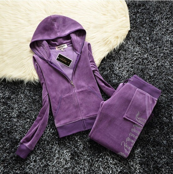 Spring 2022 Juicy Coutoure Tracksuit Women&#39;s Brand Velour Tracksuit Suit Women Velvet Juicy Sweatshirt and Pants with Diamonds