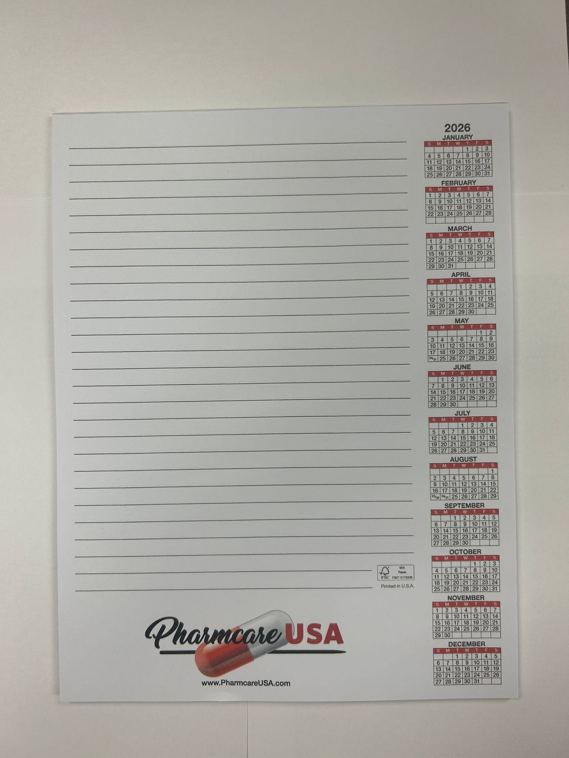 2026 Scratch Pad Calendar (35 Pack)