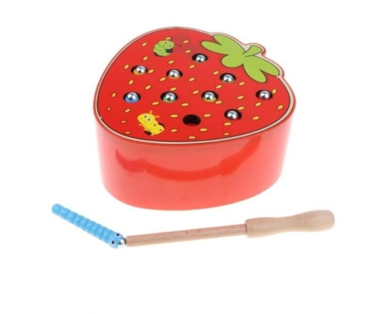 Worm and strawberries