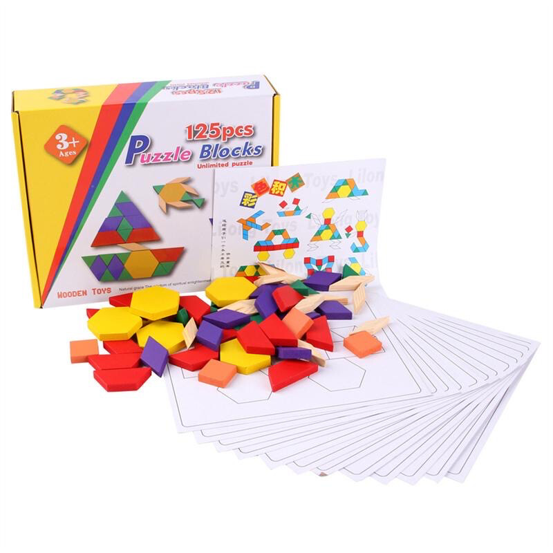 Wooden Geometric Puzzle Blocks Toy