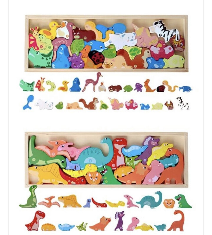 Wooden 3D Animals Cognitive Puzzle