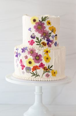 Pressed Flowers Buttercream Cake
