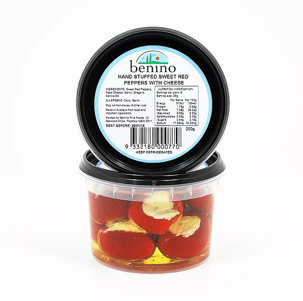 BENINO HAND STUFFED SWEET RED PEPPERS WITH CHEESE (250G)