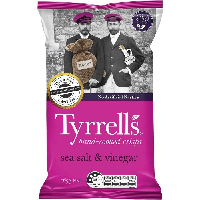 TYRRELLS SEA SALT AND VINEGAR CHIPS (150G)