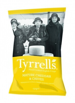 TYRRELLS MATURE CHEDDAR & CHIVES CHIPS (150G)