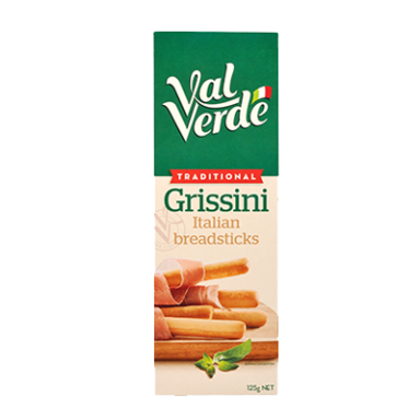 VAL VERDE TRADITIONAL GRISSINI ITALIAN BREADSTICKS (125G)