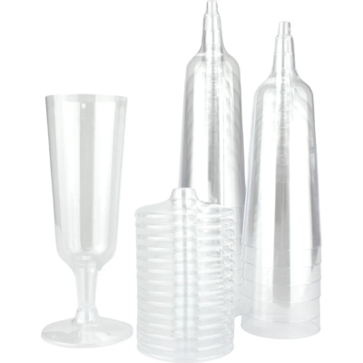 PLASTIC CHAMPAGNE GLASSES CUPS 150ml (15pk)