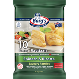 BORG'S FROZEN SPINACH & RICOTTA PASTIZIES (10 PIECES NET 625G)