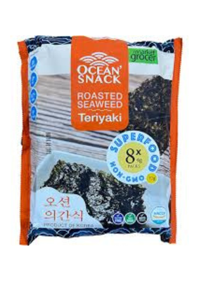 THE MARKET GROCER OCEAN SNACK ROASTED SEAWEED TERIYAKI (8X4G PACKS)