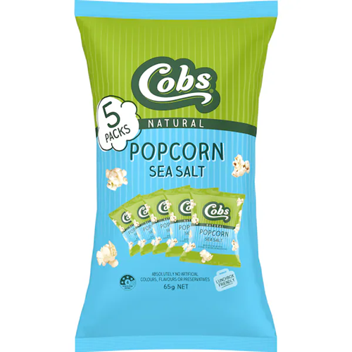 COBS NATURAL POPCORNN SEA SALT5 PACK (65G)