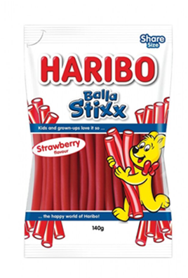 HARIBO BALLA STIXX STRAWBERRY FLAVOUR (140G)