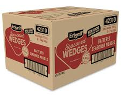 EDGELL SEASONED BATTERED WEDGES BOX (6 X 2KG BAGS)