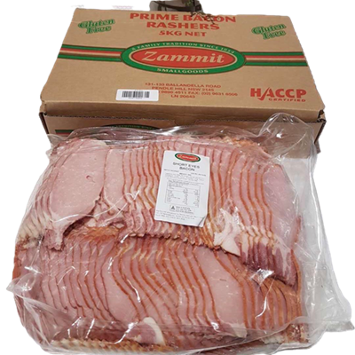 ZAMMIT PRIME BACON RASHERS BOX (5KG NET)
