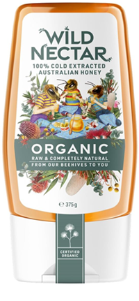 WILD NECTAR ORGANIC RAW AND COMPLETLY NATURAL HONEY SQUEEZE (375G)