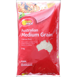 SUNRICE AUSTRALIAN CALROSE MEDIUM GRAIN RICE (5KG) BAG