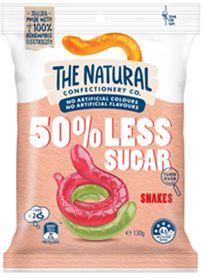 THE NATURAL 50% LESS SUGAR SNAKES LOLLIES (130G)