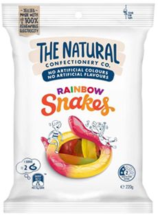THE NATURAL RAINBOW SNAKES LOLLIES (220G)