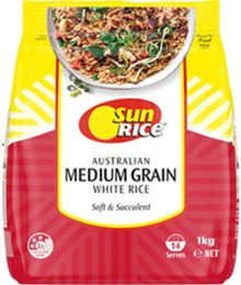 SUN RICE AUSTRALIAN MEDIUM GRAIN WHITE RICE (1KG)