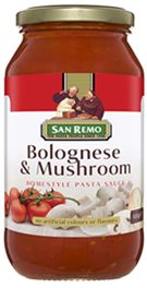 SAN REMO BOLOGNESE AND MUSHROOM (500G) SAN REMO BOLOGNESE AND MUSHROOM (500G)