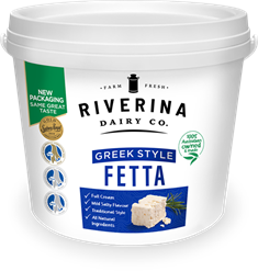 RIVERINA GREEK STYLE FETTA CHEESE TUB (2KG NET) RIVERINA GREEK STYLE FETTA CHEESE TUB (2KG NET)