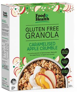 FOOD HEALTH GLUTEN FREE GRANOLA  CARAMELISED APPLE CRUMBLE (400G)
