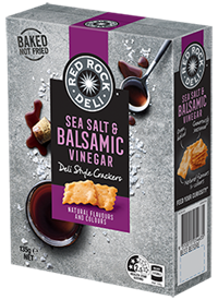 RED ROCK DELI SEAS SALT & BLASAMIC VINEGAR DELI STYLE CRACKERS (135G) RED ROCK DELI SEAS SALT & BLASAMIC VINEGAR DELI STYLE CRACKERS (135G)