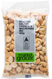 THE MARKET GROCER ROASTED SALTED CASHEW & MACADAMIA MIX (400G) THE MARKET GROCER ROASTED SALTED CASHEW & MACADAMIA MIX (400G)
