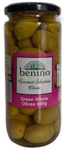 BENINO GREEN WHOLE OLIVES (500G) BENINO GREEN WHOLE OLIVES (500G)