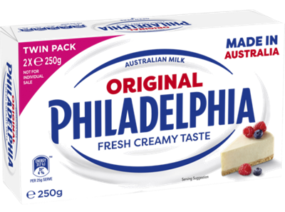 AUSRTALIAN MILK ORIGINAL PHILADELPHIA FRESH CREAMY TASTE CREAM CHEESE TWIN BLOCK (2 X 250G)