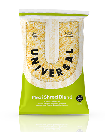 UNIVERSAL MEXI SHRED BLEND CHEESE (2KG BAG) UNIVERSAL MEXI SHRED BLEND CHEESE (2KG BAG)
